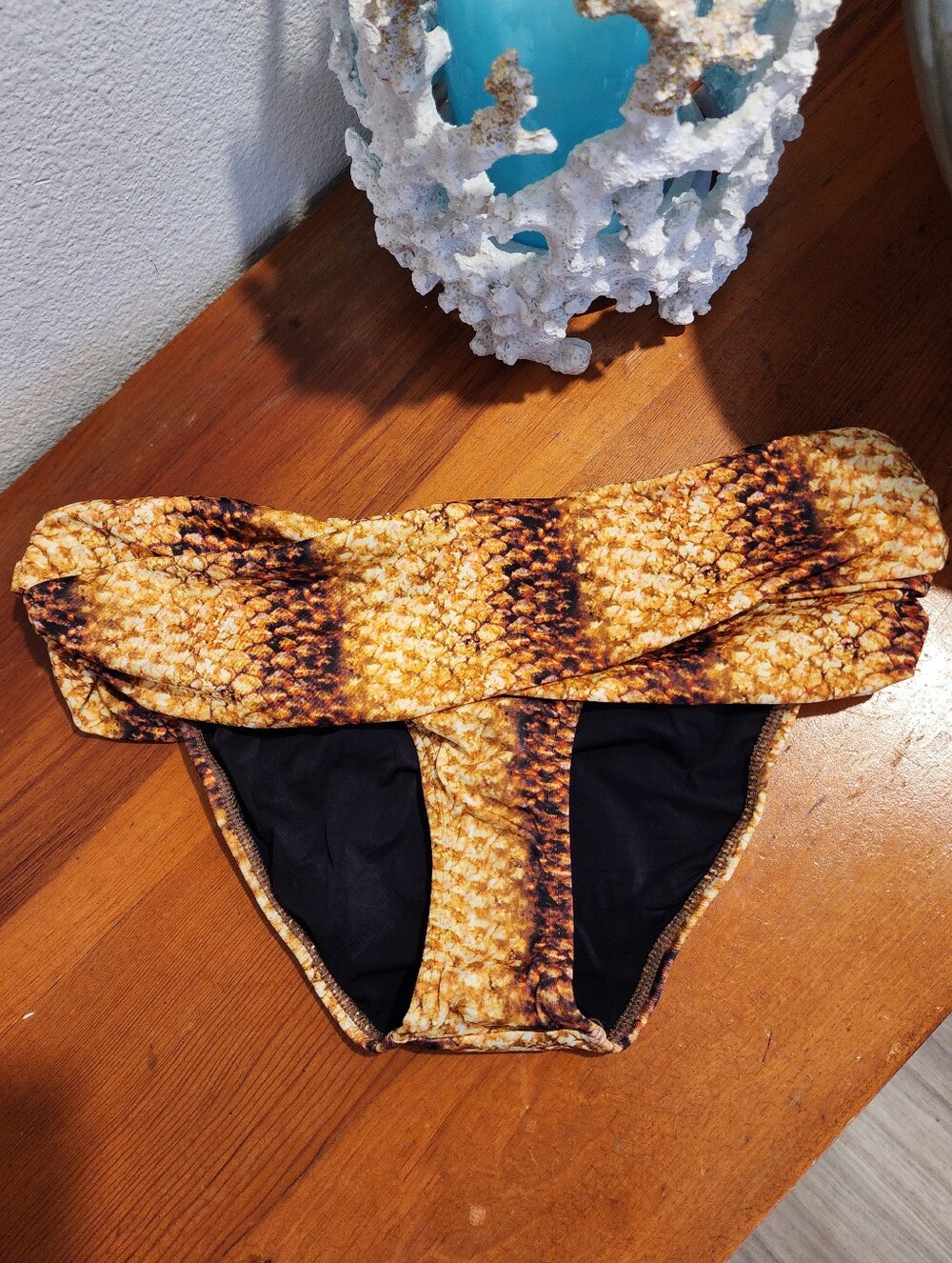 NEW! VIX PAULA HERMANNY SZ M Gold Animal Print Foldover Bikini Bottoms